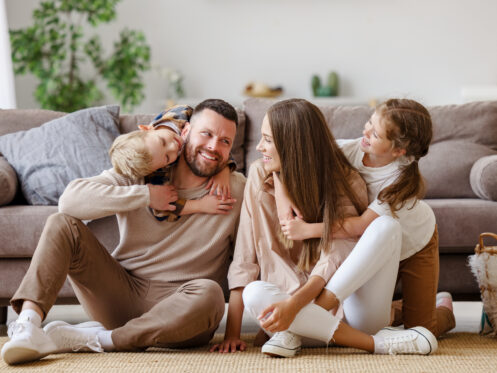 A young Indiana family spending some time together in their home